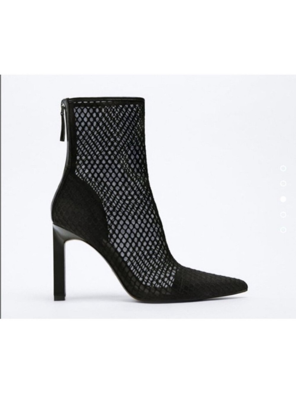 New ZARA Solid Black Mesh Ankle Pointed Toe Boots 8